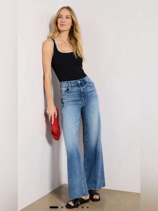 PAIGE Denim - PAIGE Anessa Wide-Leg High-Rise Jeans in Faded Blue Wash